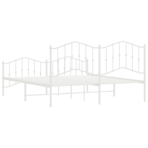 Metal Bed Frame with Footboard White 183x203cm King - Image 7