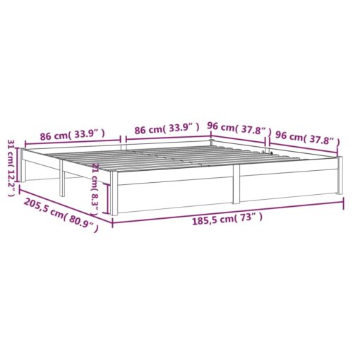 Bed Frame Solid Wood 183x203cm King - Image 10
