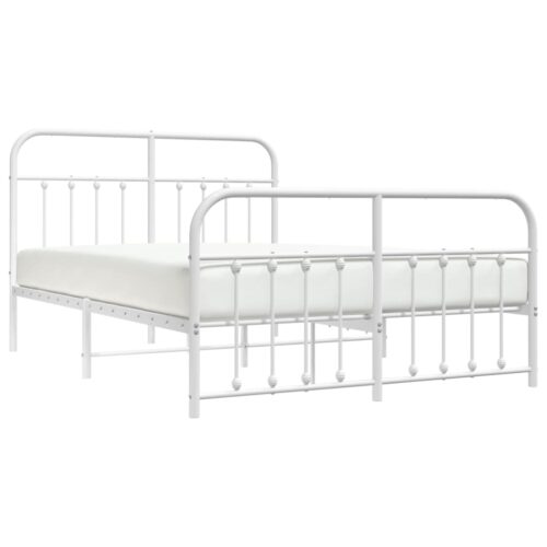 Metal Bed Frame with Footboard White 150x200cm - Image 3