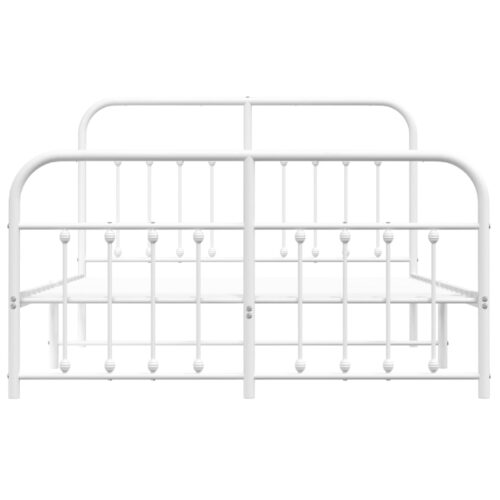 Metal Bed Frame with Footboard White 150x200cm - Image 6