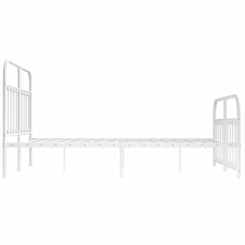 Metal Bed Frame with Footboard White 150x200cm - Image 7
