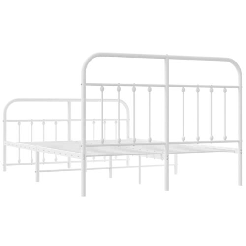 Metal Bed Frame with Footboard White 150x200cm - Image 8