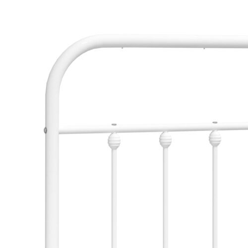 Metal Bed Frame with Footboard White 150x200cm - Image 9