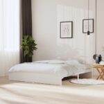 Bed Frame White Solid Wood 183x203cm King
