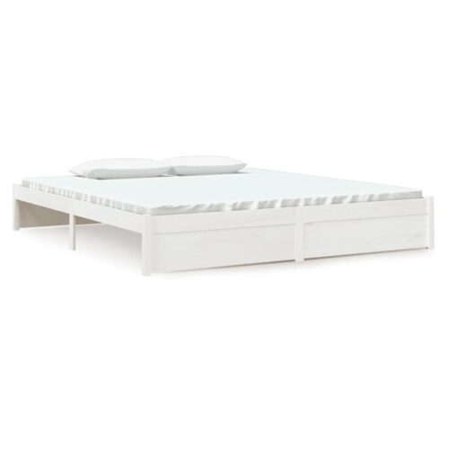 Bed Frame White Solid Wood 183x203cm King - Image 2