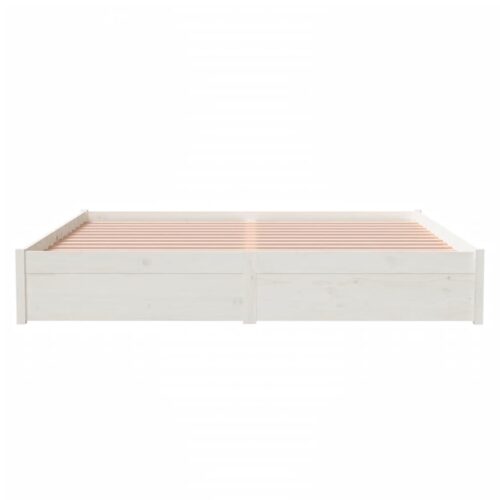 Bed Frame White Solid Wood 183x203cm King - Image 5