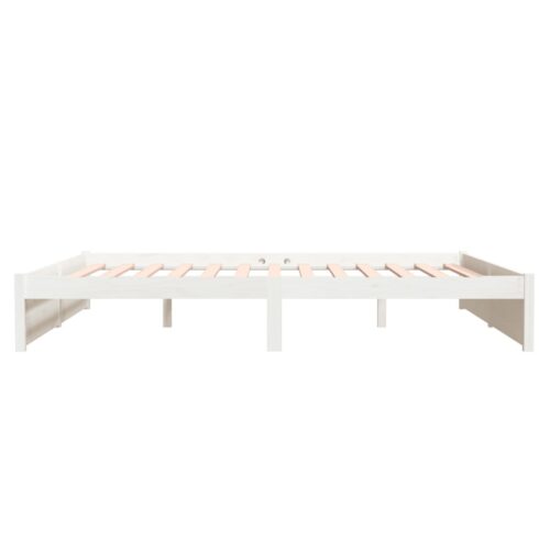 Bed Frame White Solid Wood 183x203cm King - Image 6