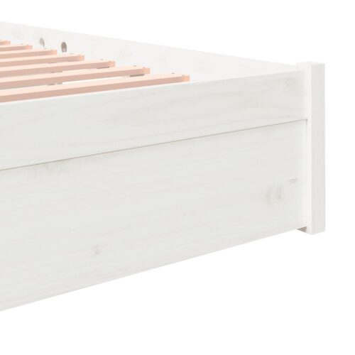 Bed Frame White Solid Wood 183x203cm King - Image 8