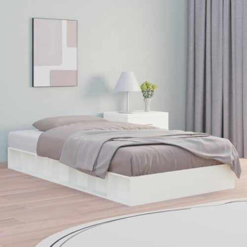 Bed Frame White 135x190cm Solid Wood