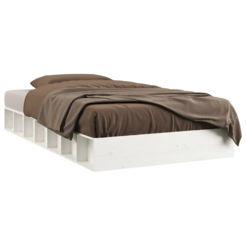Bed Frame White 135x190cm Solid Wood - Image 2