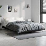 Bed Frame Black 135x190cm Engineered Wood