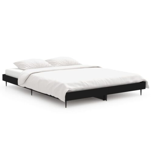 Bed Frame Black 135x190cm Engineered Wood - Image 2
