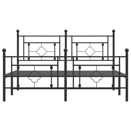 Metal Bed Frame with Footboard Black 150x200cm - Image 5