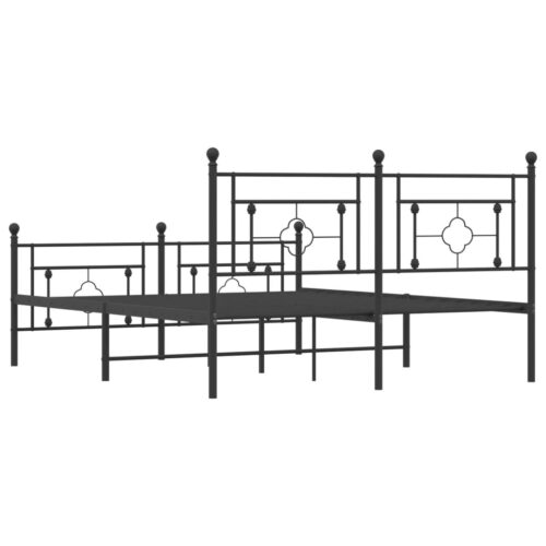 Metal Bed Frame with Footboard Black 150x200cm - Image 7