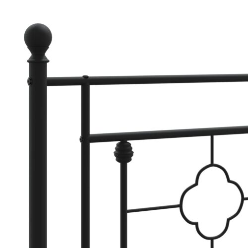 Metal Bed Frame with Footboard Black 150x200cm - Image 8