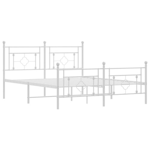 Metal Bed Frame with Footboard White 150x200cm - Image 4