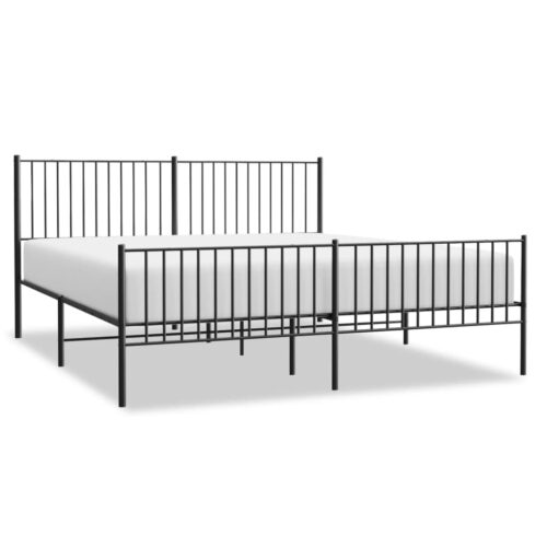 Metal Bed Frame with Footboard Black 183x203cm King - Image 2