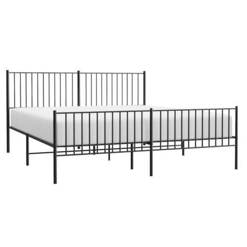 Metal Bed Frame with Footboard Black 183x203cm King - Image 3