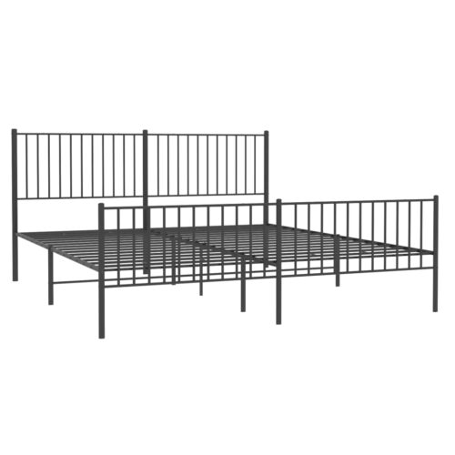 Metal Bed Frame with Footboard Black 183x203cm King - Image 4