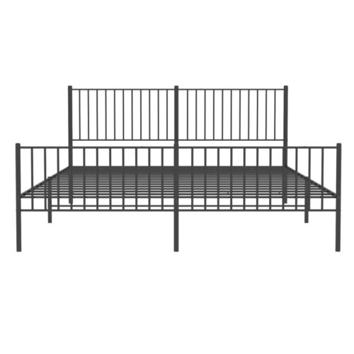 Metal Bed Frame with Footboard Black 183x203cm King - Image 5