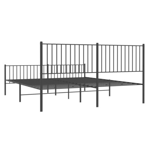 Metal Bed Frame with Footboard Black 183x203cm King - Image 7