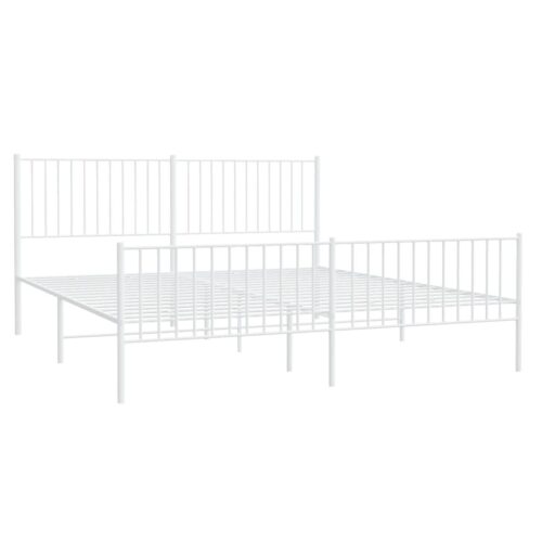 Metal Bed Frame with Footboard White 183x203cm King - Image 4