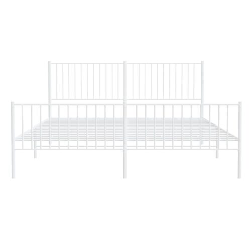 Metal Bed Frame with Footboard White 183x203cm King - Image 5