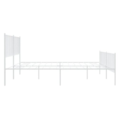 Metal Bed Frame with Footboard White 183x203cm King - Image 6