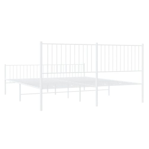 Metal Bed Frame with Footboard White 183x203cm King - Image 7