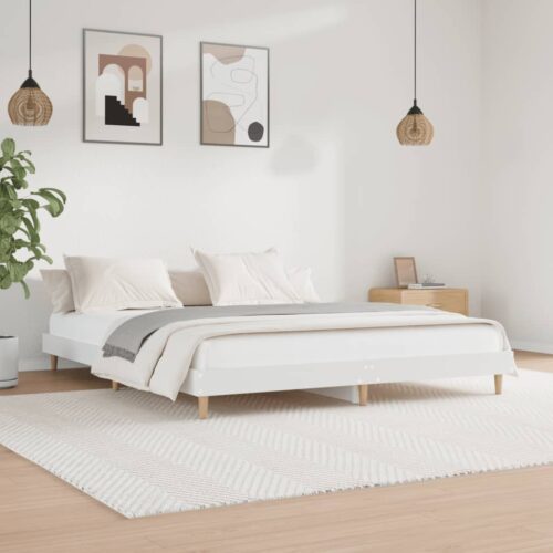 Bed Frame White 183x203cm King Engineered Wood