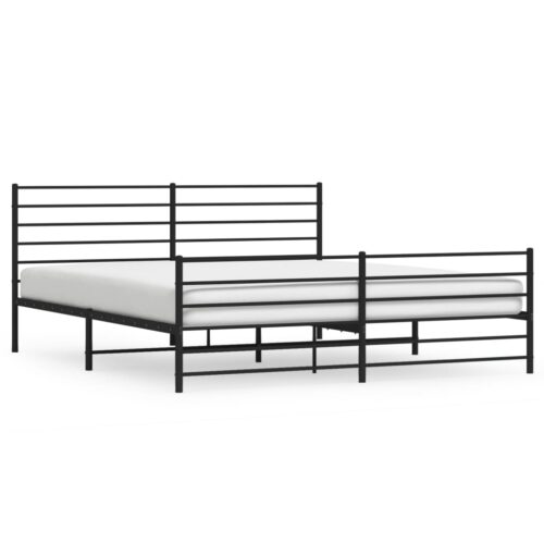 Metal Bed Frame with Footboard Black 183x203cm King - Image 2