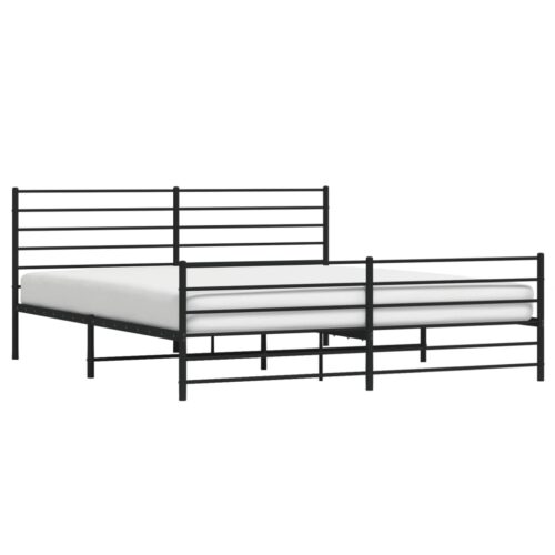 Metal Bed Frame with Footboard Black 183x203cm King - Image 4