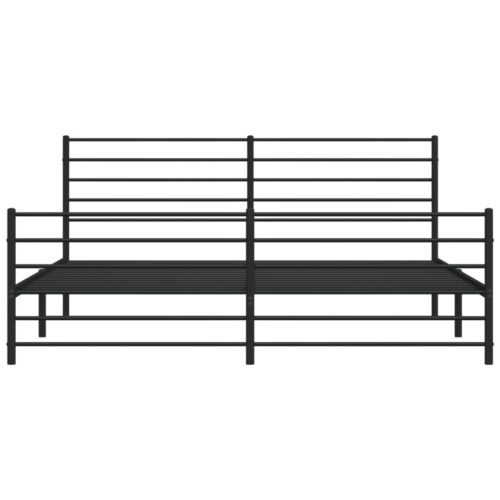 Metal Bed Frame with Footboard Black 183x203cm King - Image 6