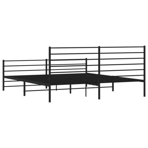 Metal Bed Frame with Footboard Black 183x203cm King - Image 8