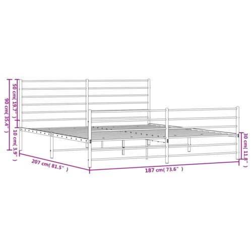Metal Bed Frame with Footboard Black 183x203cm King - Image 10