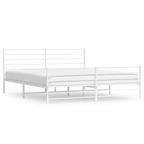 Metal Bed Frame with Footboard White 183x203cm King - Image 2