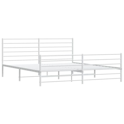 Metal Bed Frame with Footboard White 183x203cm King - Image 5