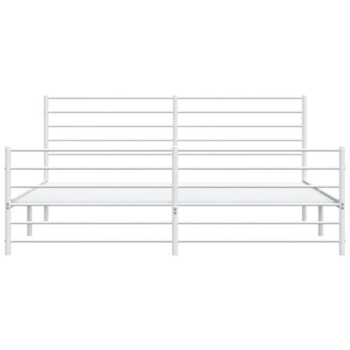 Metal Bed Frame with Footboard White 183x203cm King - Image 6