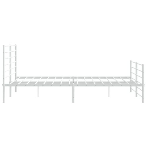 Metal Bed Frame with Footboard White 183x203cm King - Image 7
