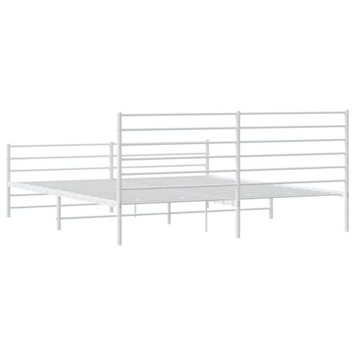 Metal Bed Frame with Footboard White 183x203cm King - Image 8