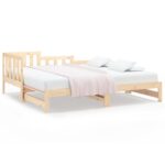 Pull-out Day Bed 2x(90x190)cm Solid Wood Pine