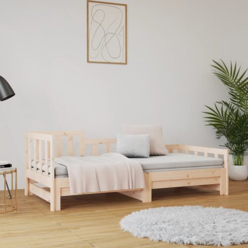 Pull-out Day Bed 2x(90x190)cm Solid Wood Pine - Image 11