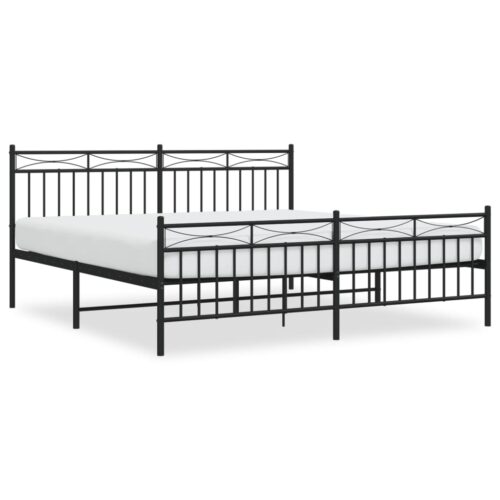 Metal Bed Frame with Footboard Black 183x203cm King - Image 2