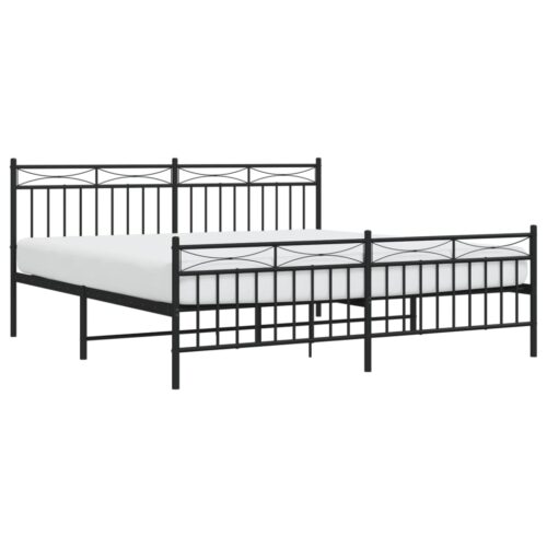 Metal Bed Frame with Footboard Black 183x203cm King - Image 3