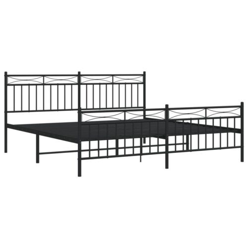Metal Bed Frame with Footboard Black 183x203cm King - Image 4