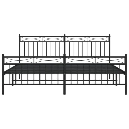 Metal Bed Frame with Footboard Black 183x203cm King - Image 5