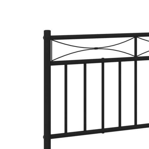 Metal Bed Frame with Footboard Black 183x203cm King - Image 8