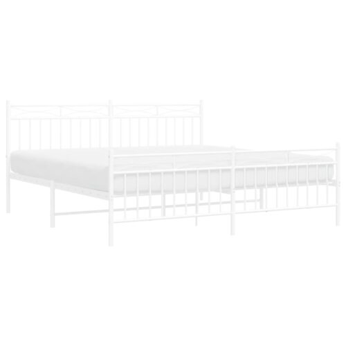 Metal Bed Frame with Footboard White 183x203cm King - Image 3