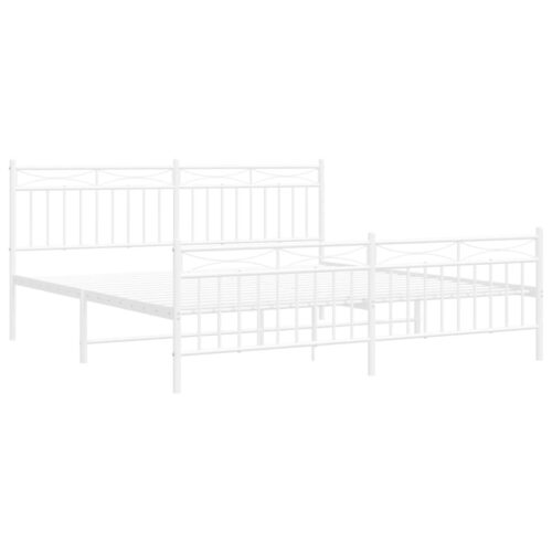 Metal Bed Frame with Footboard White 183x203cm King - Image 4