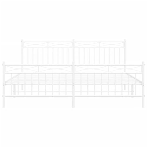 Metal Bed Frame with Footboard White 183x203cm King - Image 5